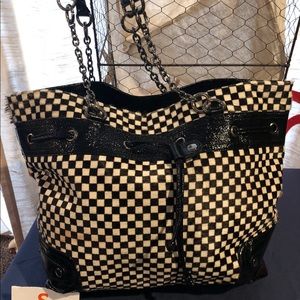 Black and white check purse